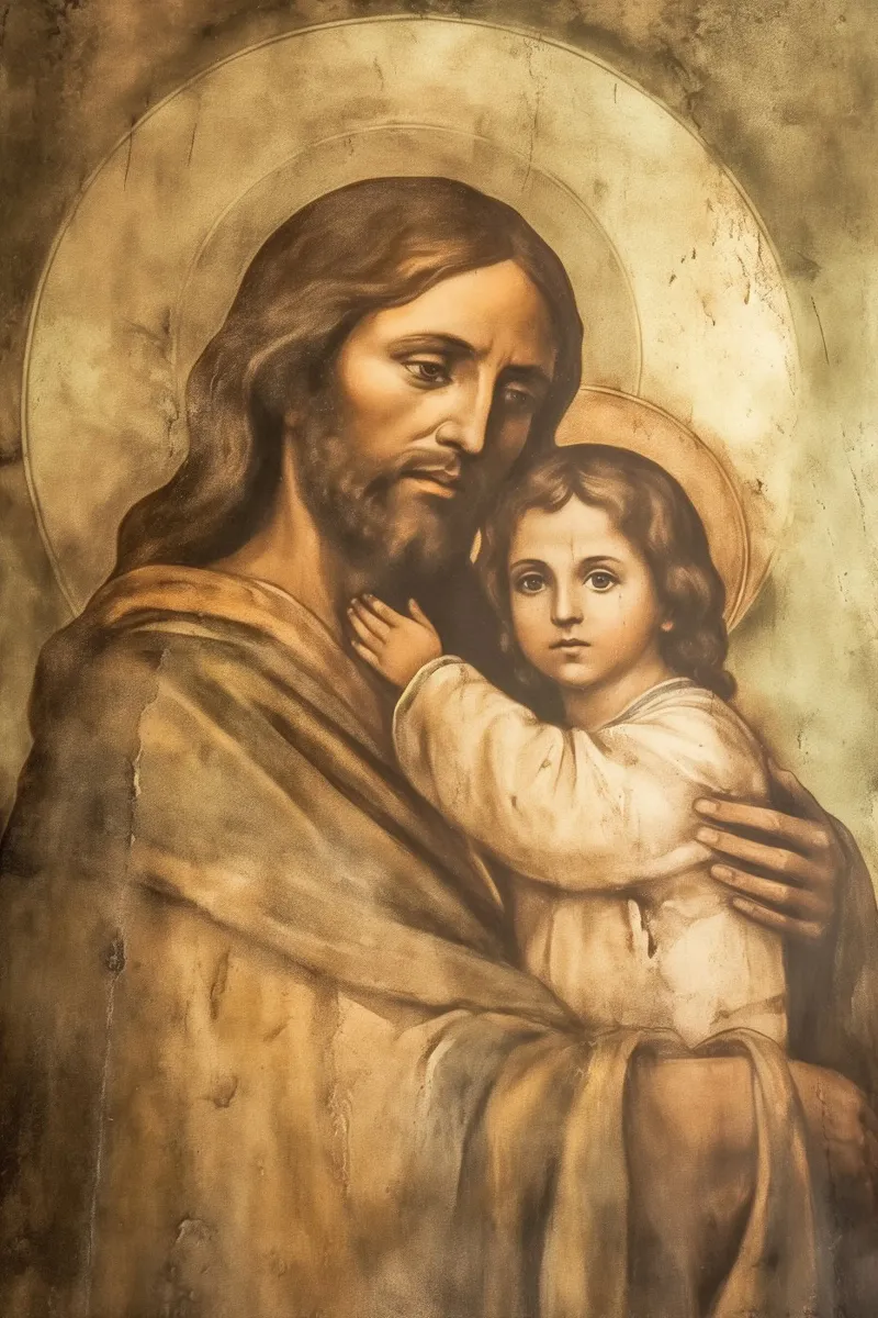 Gesù Cristo con bambino pellicola backlit da Carinaprint