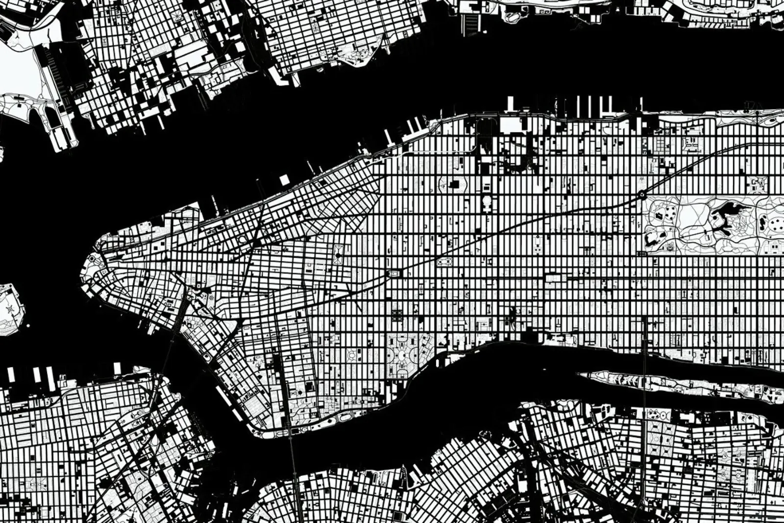 New York Black & White poster con telaio in plastica da Planos Urbanos