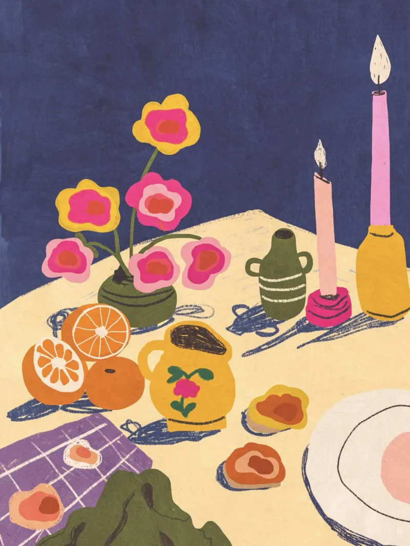 Evening still life poster con telaio in alluminio da GigiRosado
