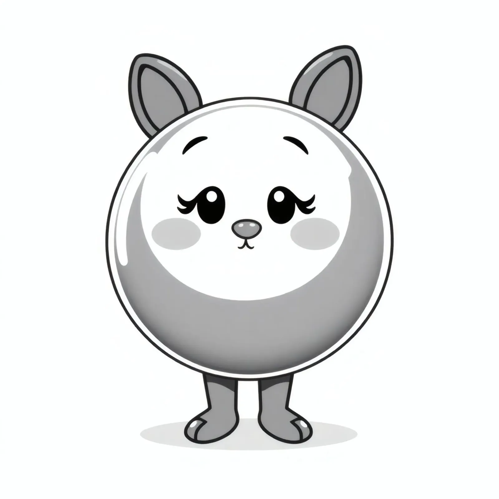 Cute round animated character with ears and cheerful hahnemühle by DesignDoodle