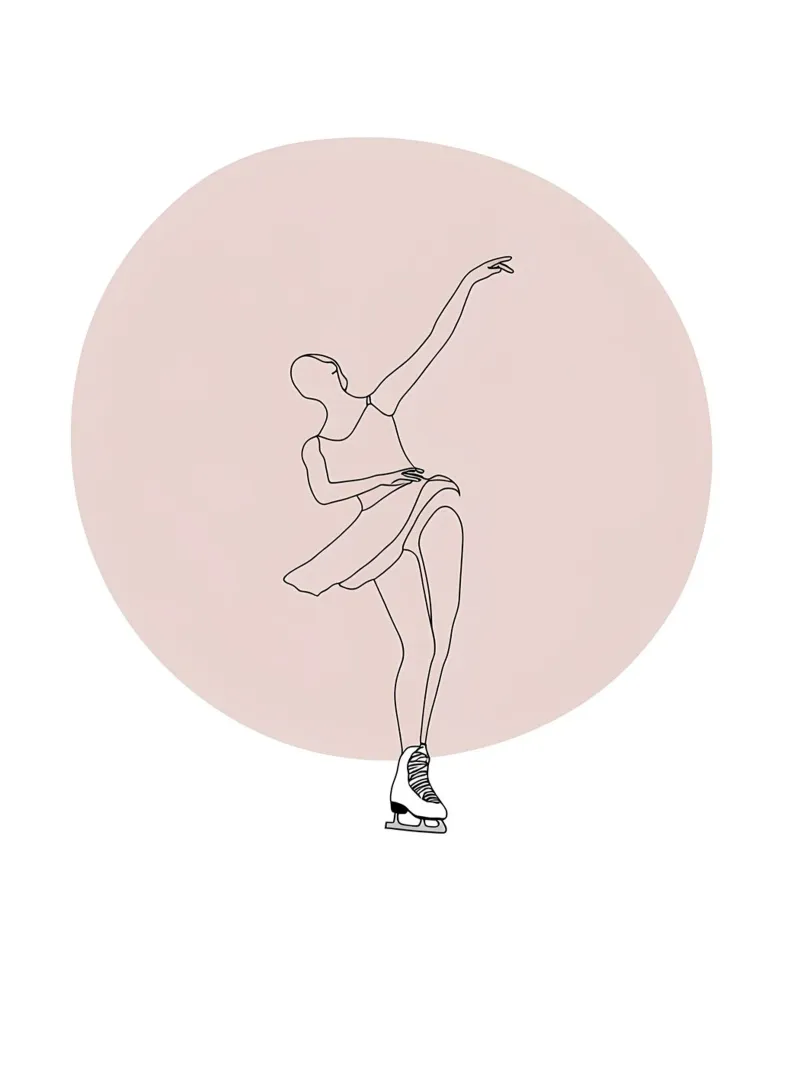 Line art minimalista di una pattinatrice su ghiaccio pellicola backlit da Viv Line Art