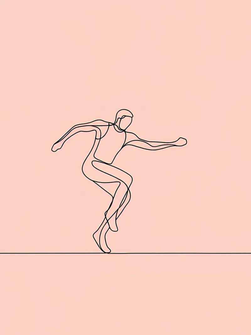 Athlète faisant de l'exercice Dessin au trait minimaliste hahnemühle de Viv Line Art