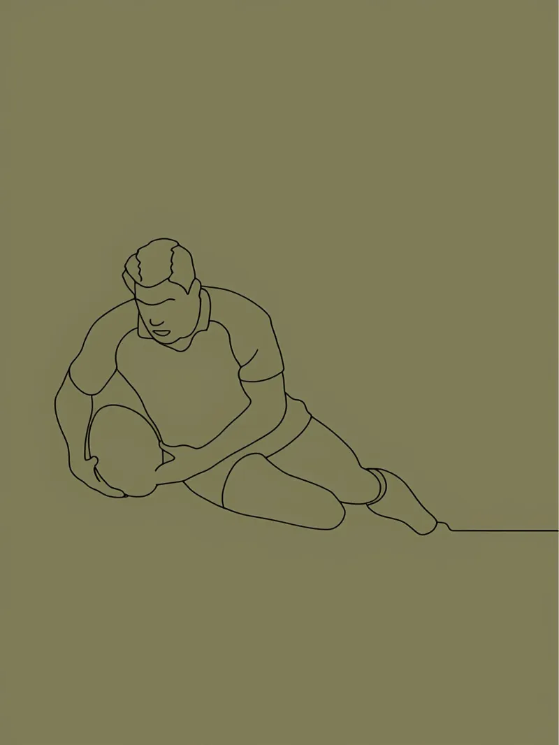 Rugby Player Action Minimalist Line Art canvas by Viv Line Art