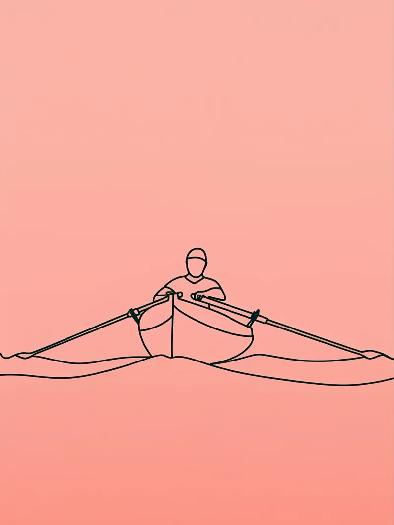 Avventura in canoa Line Art minimalista pellicola backlit da Viv Line Art