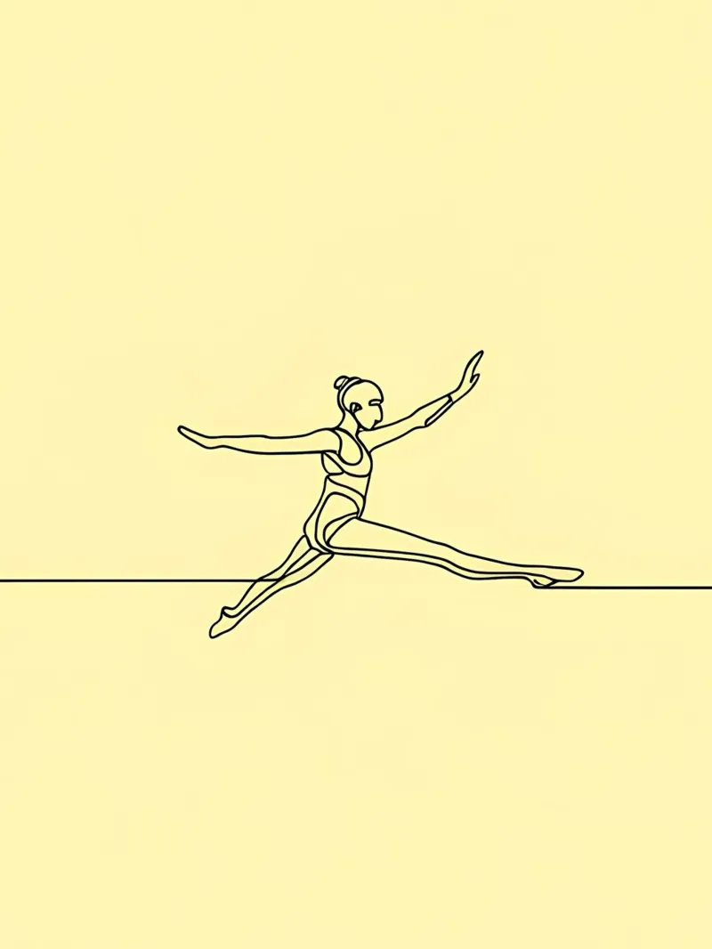 Linea d'arte minimalista di un'atleta donna pellicola backlit da Viv Line Art