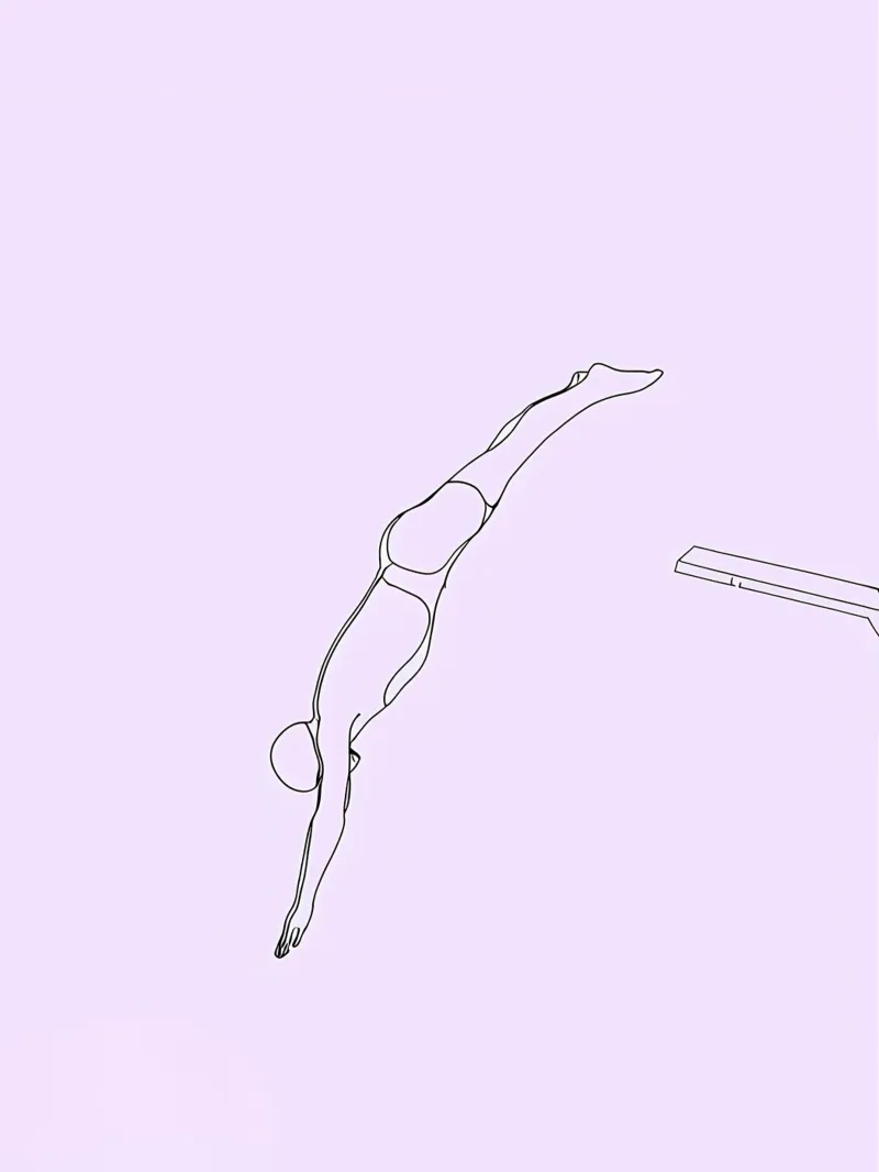 Diver Minimalist Line Art canvas by Viv Line Art