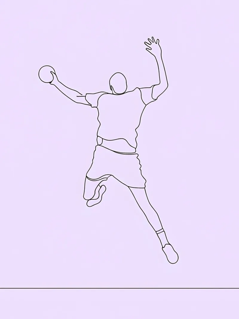 Pallamano - Line art minimalista pellicola backlit da Viv Line Art