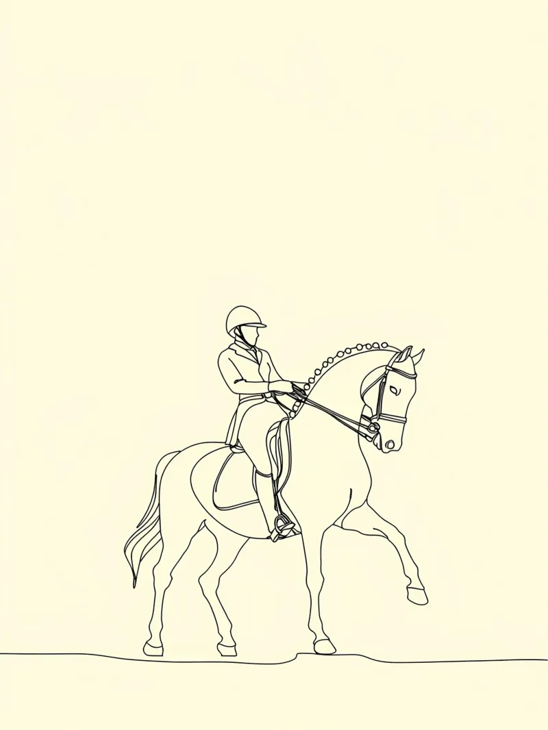 Line art equestre minimalista pellicola backlit da Viv Line Art