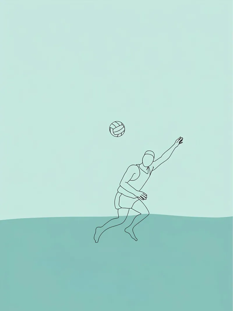 Giocatore di pallavolo in acqua Line Art minimalista pellicola backlit da Viv Line Art