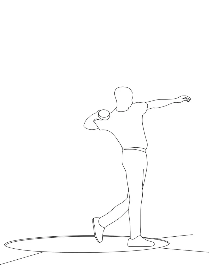 Atleta di Shot Put Line Art minimalista pellicola backlit da Viv Line Art