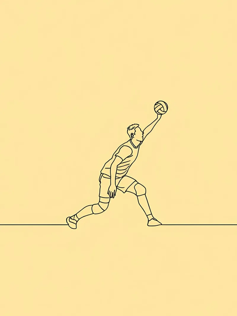 Giocatore di pallavolo Line Art minimalista pellicola backlit da Viv Line Art