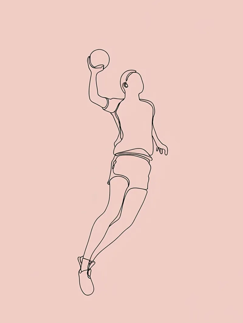 Giocatore di pallamano Line Art minimalista pellicola backlit da Viv Line Art