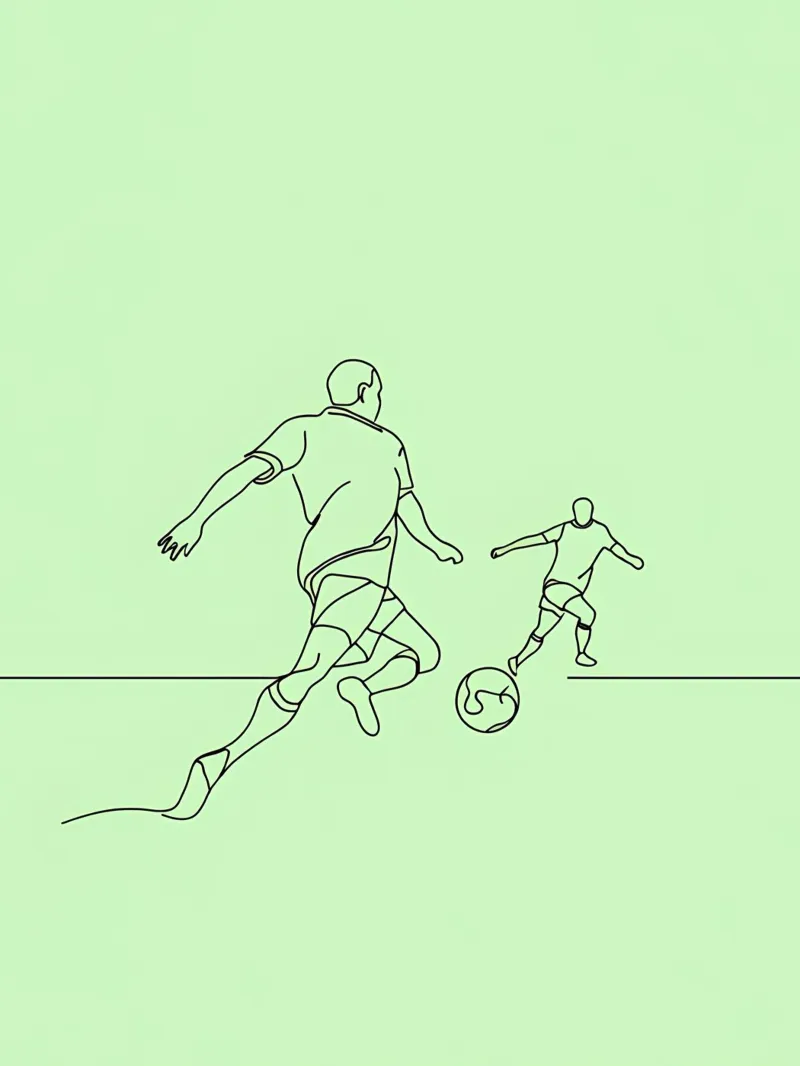 Giocatore di calcio Line Art minimalista pellicola backlit da Viv Line Art