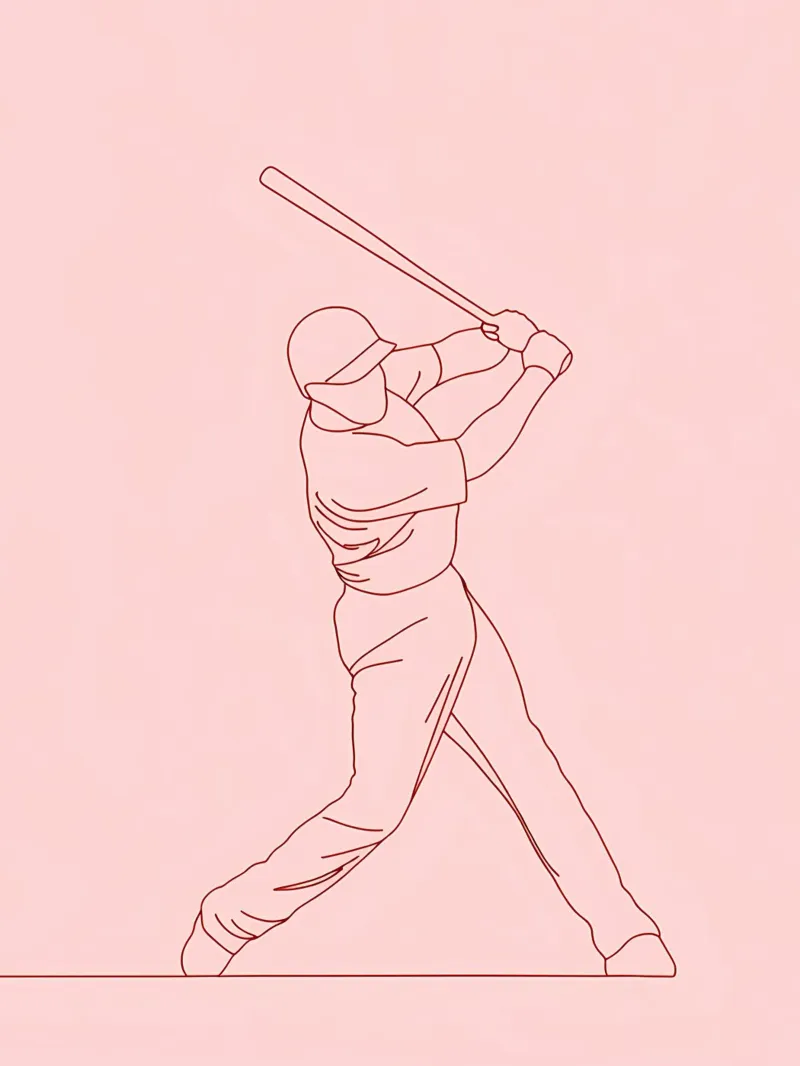Baseball Player Minimalist Line Art hahnemühle by Viv Line Art
