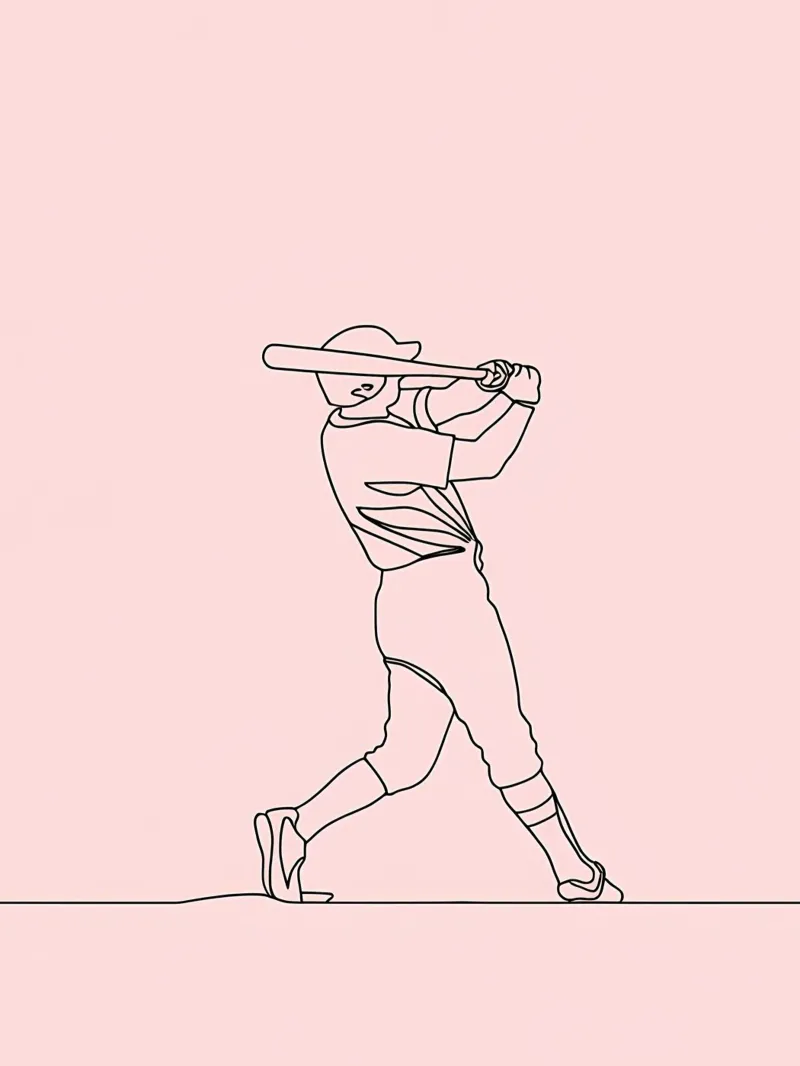Baseball Player Minimalist Line Art 2 hahnemühle by Viv Line Art