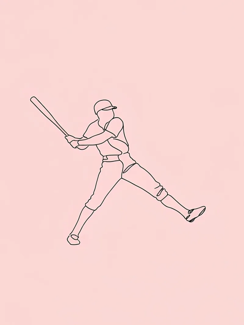 Joueur de baseball Dessin au trait minimaliste 3 poster de Viv Line Art