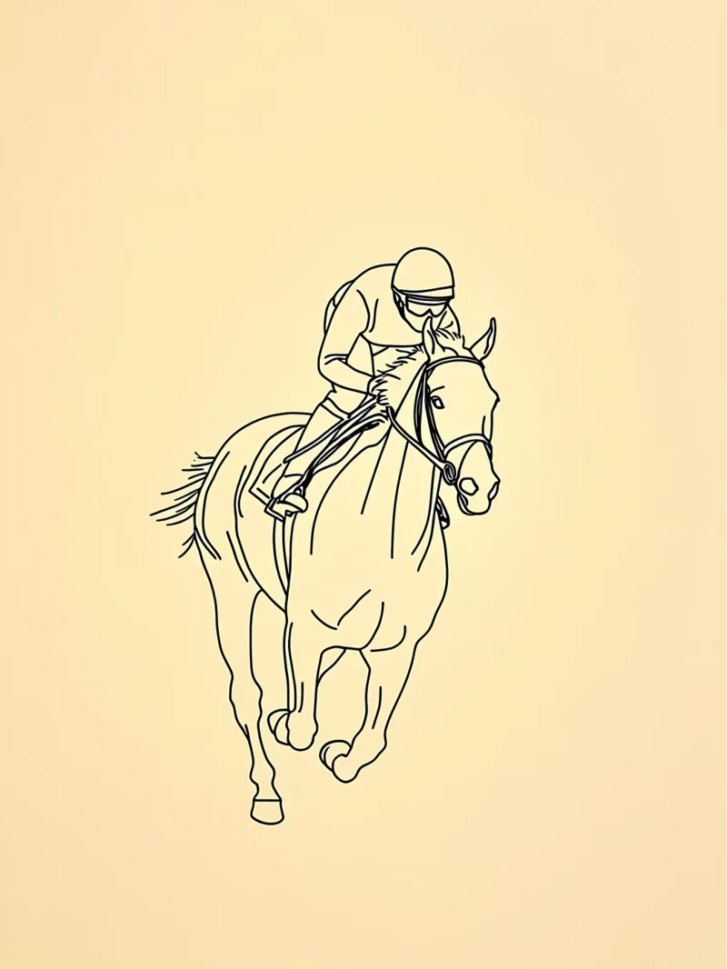 Cavaliere di cavallo Line Art minimalista tela con Cornice a cassetta da Viv Line Art