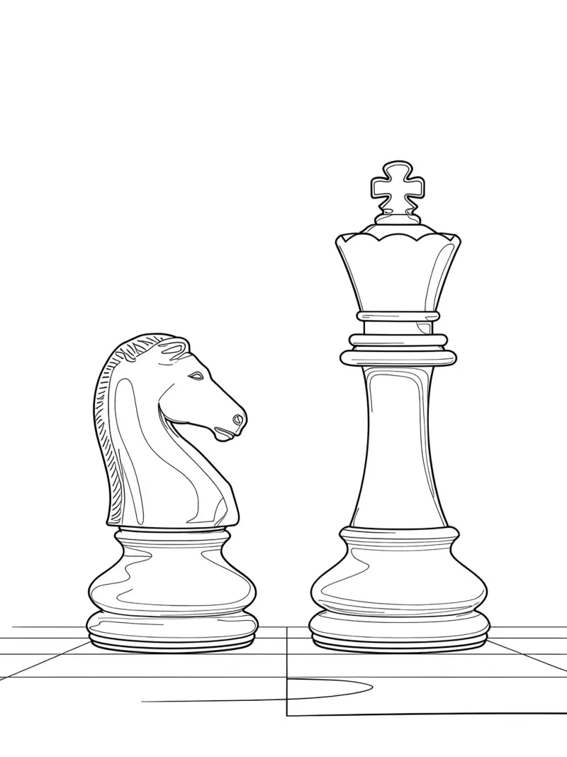 Scacchi - Line art minimalista pellicola backlit da Viv Line Art