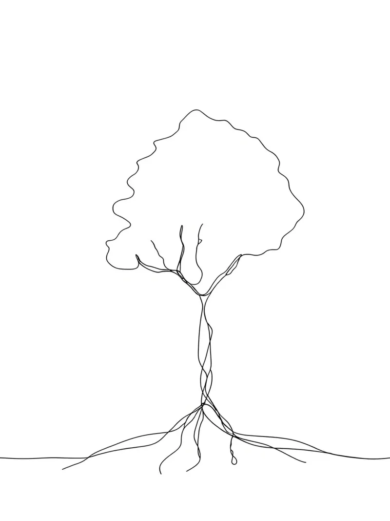 Tree From Roots - Minimalist Line Art canvas by Viv Line Art