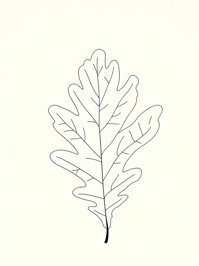 Foglia di quercia - Line art minimalista pellicola backlit da Viv Line Art