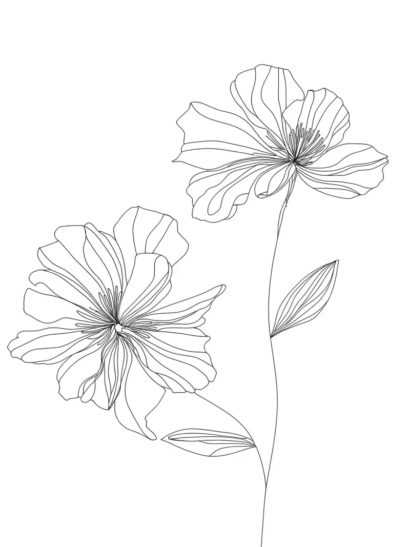 Fiori - Line art minimalista pellicola backlit da Viv Line Art