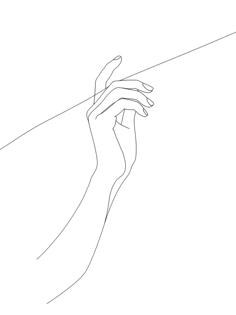 Mano sul filo - Line art minimalista pellicola backlit da Viv Line Art