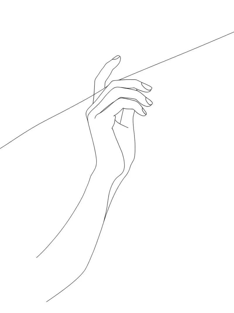 Hand op draad - Minimalistische lijnkunst acryl van Viv Line Art