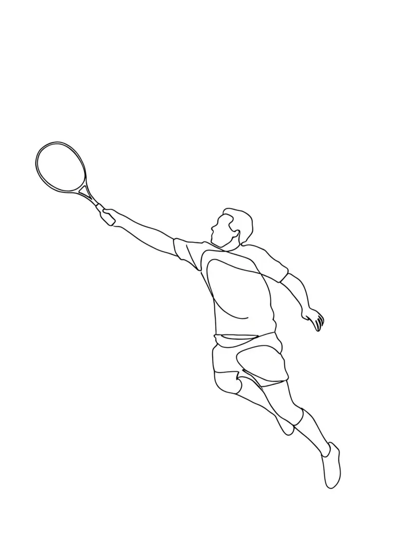 Tennis - Minimalistische lijntekening poster met houten frame van Viv Line Art