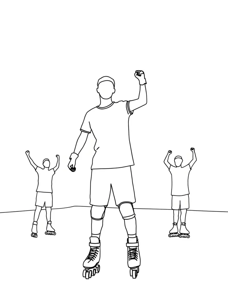 Patineur à roulettes - Dessin au trait minimaliste poster de Viv Line Art