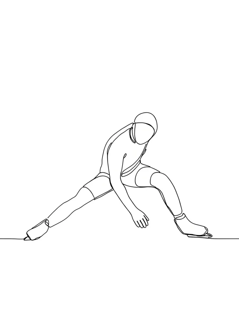 Pattinatore su ghiaccio - Line Art minimalista pellicola backlit da Viv Line Art