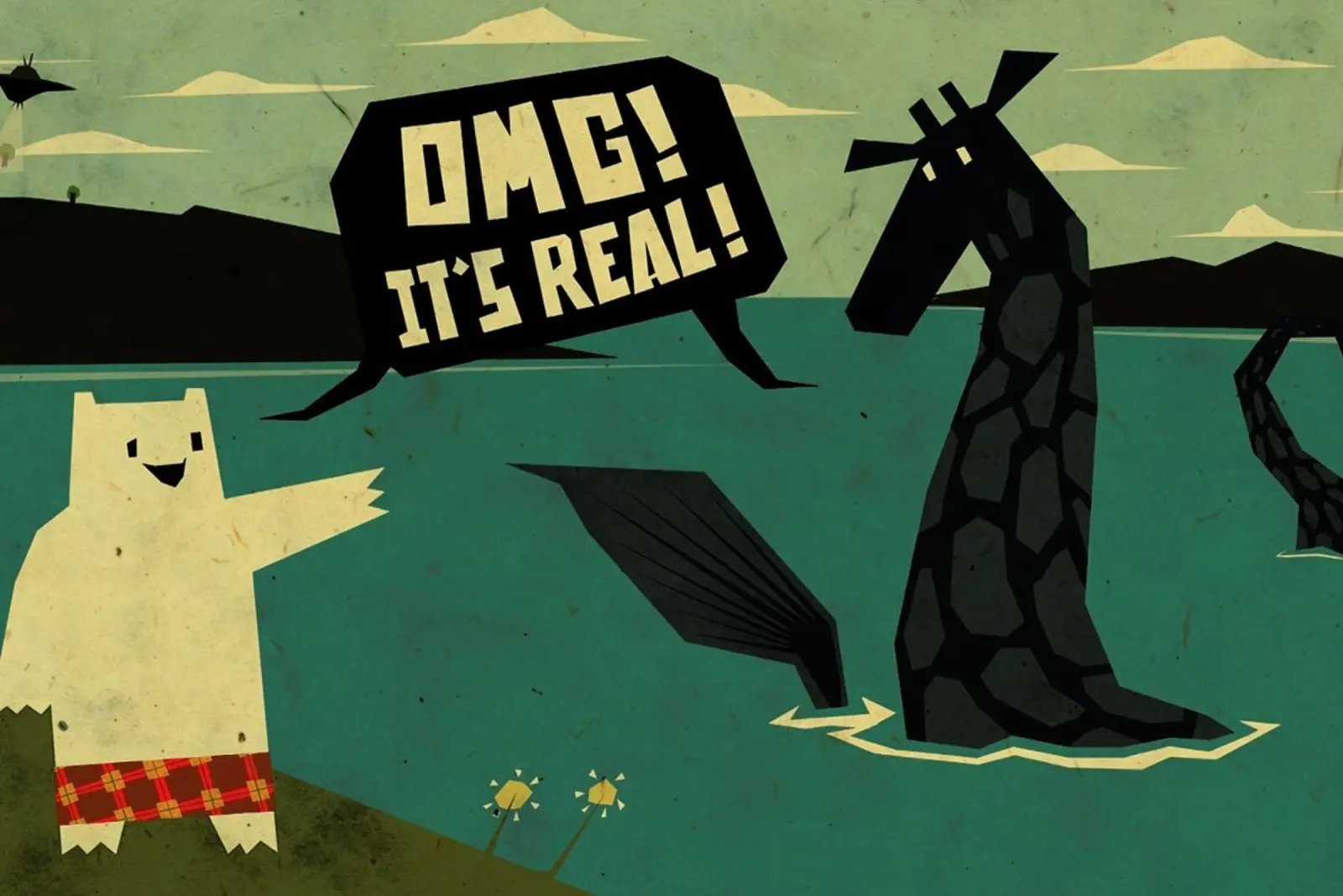 Yeti meets Nessie poster con telaio in legno da Yetiland