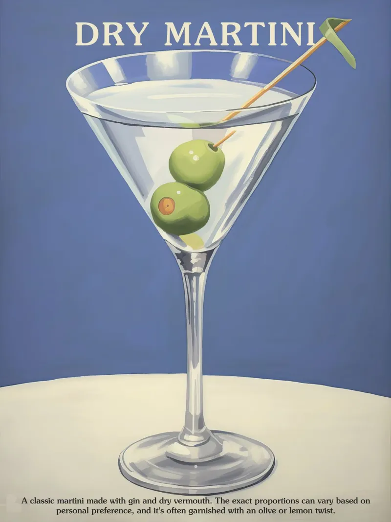 Cocktail Martini Dry Cucina con ricetta poster da Peaches Art Prints