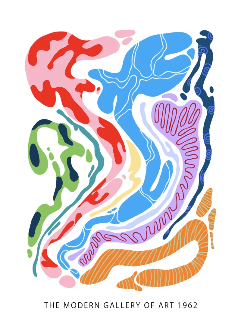 Forme organiche astratte in bianco e a colori poster da Peaches Art Prints
