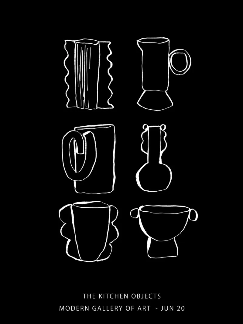 Oggetti decorativi per la cucina - Line Art in bianco pellicola backlit da Peaches Art Prints