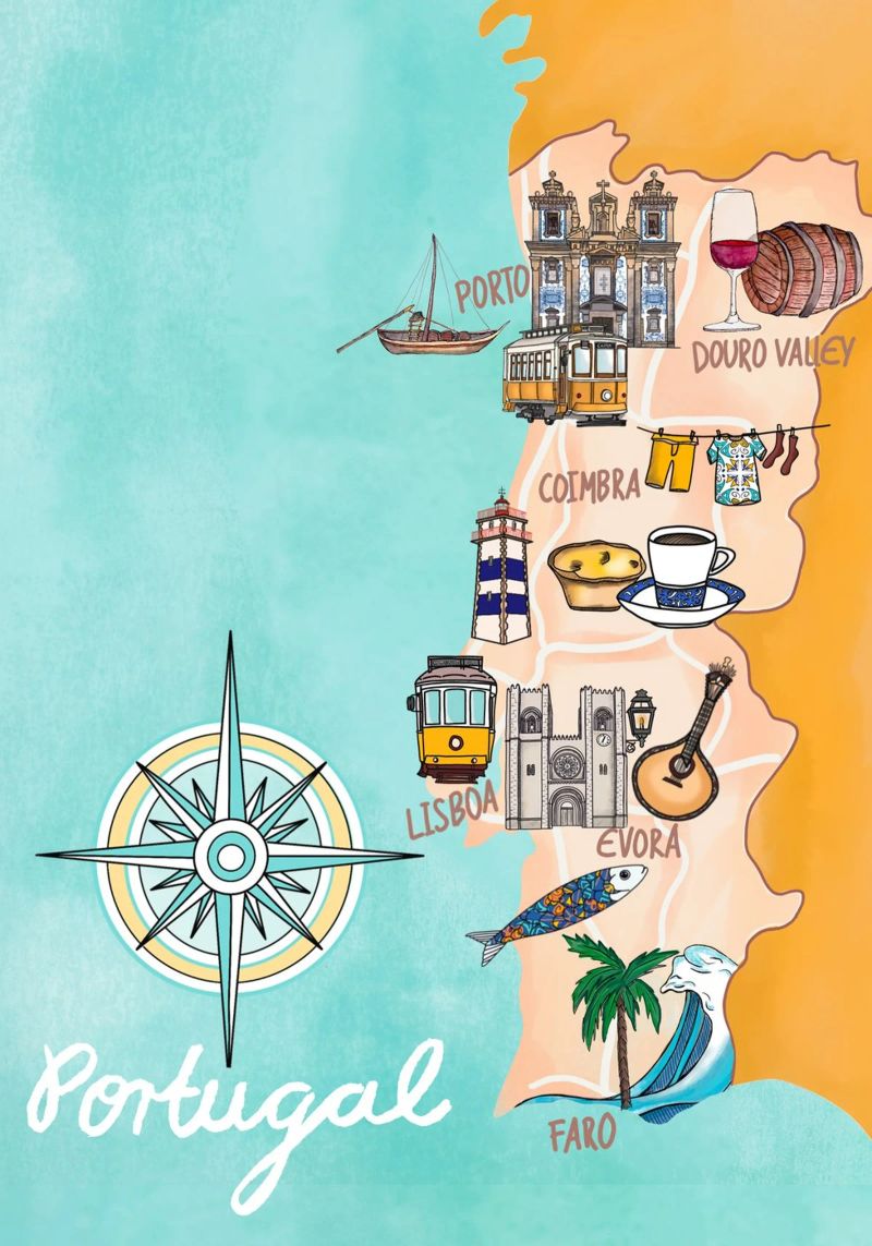 Portugal Landkarte poster de Claudiabrueggen