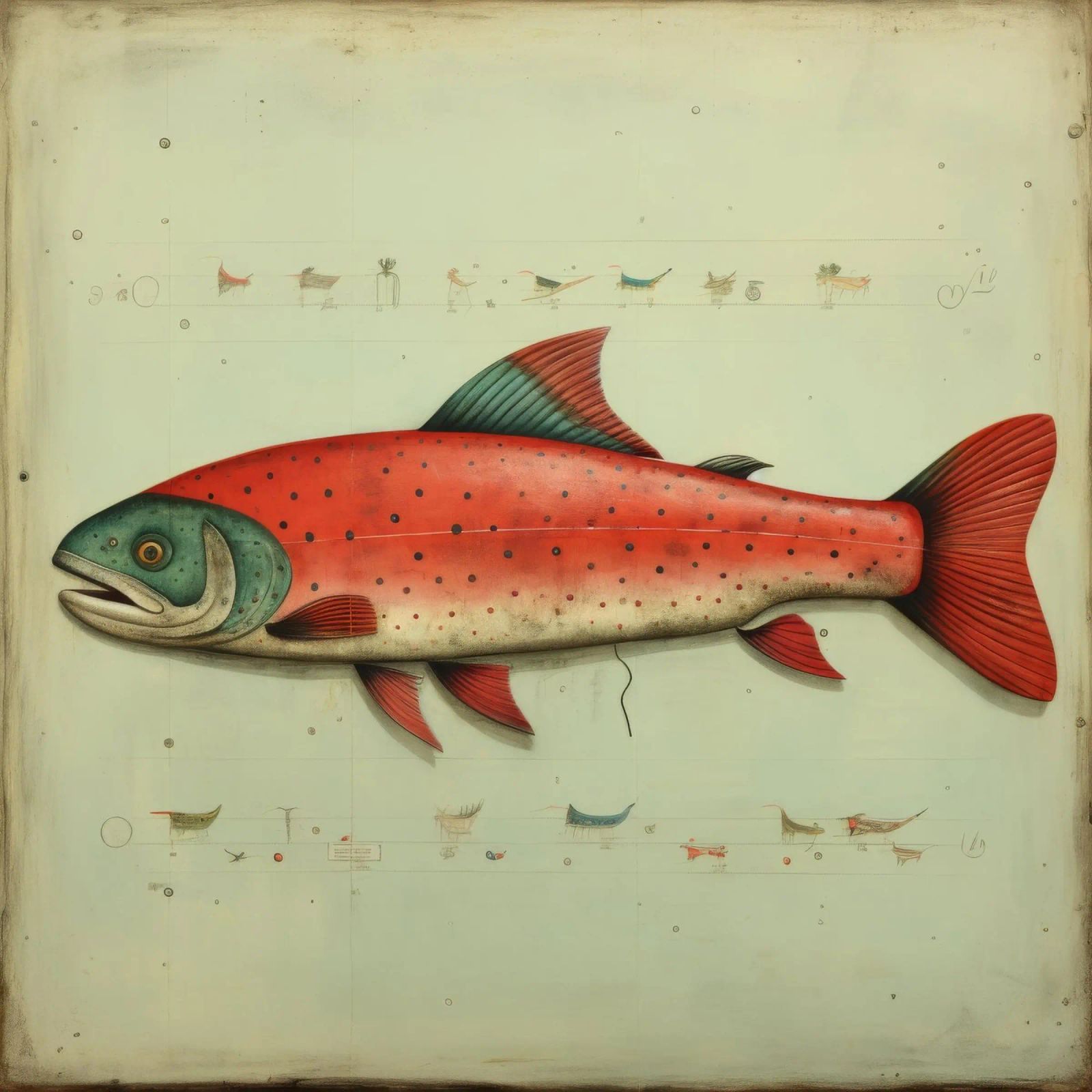 Minimal Forelle 4 Poster von Minimal Animal Art