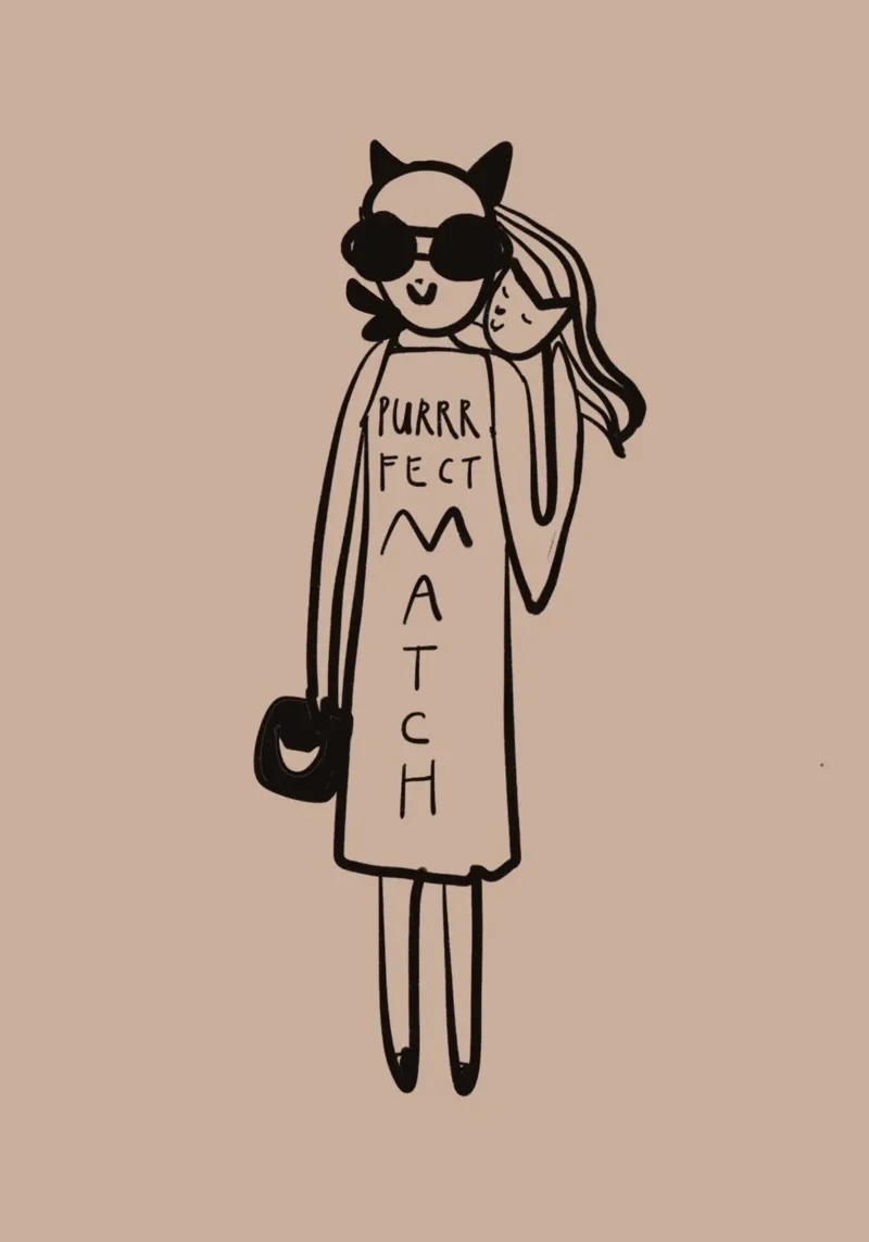 PURRFECT MATCH - Tiny CATGIRL poster con telaio in alluminio da Gabi_Schöffel_Illustration