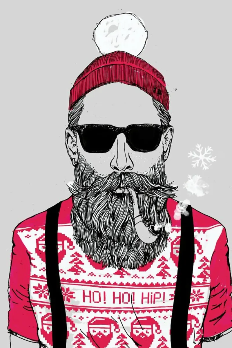 Ho Ho Hipster poster with plastic frame by Doozal