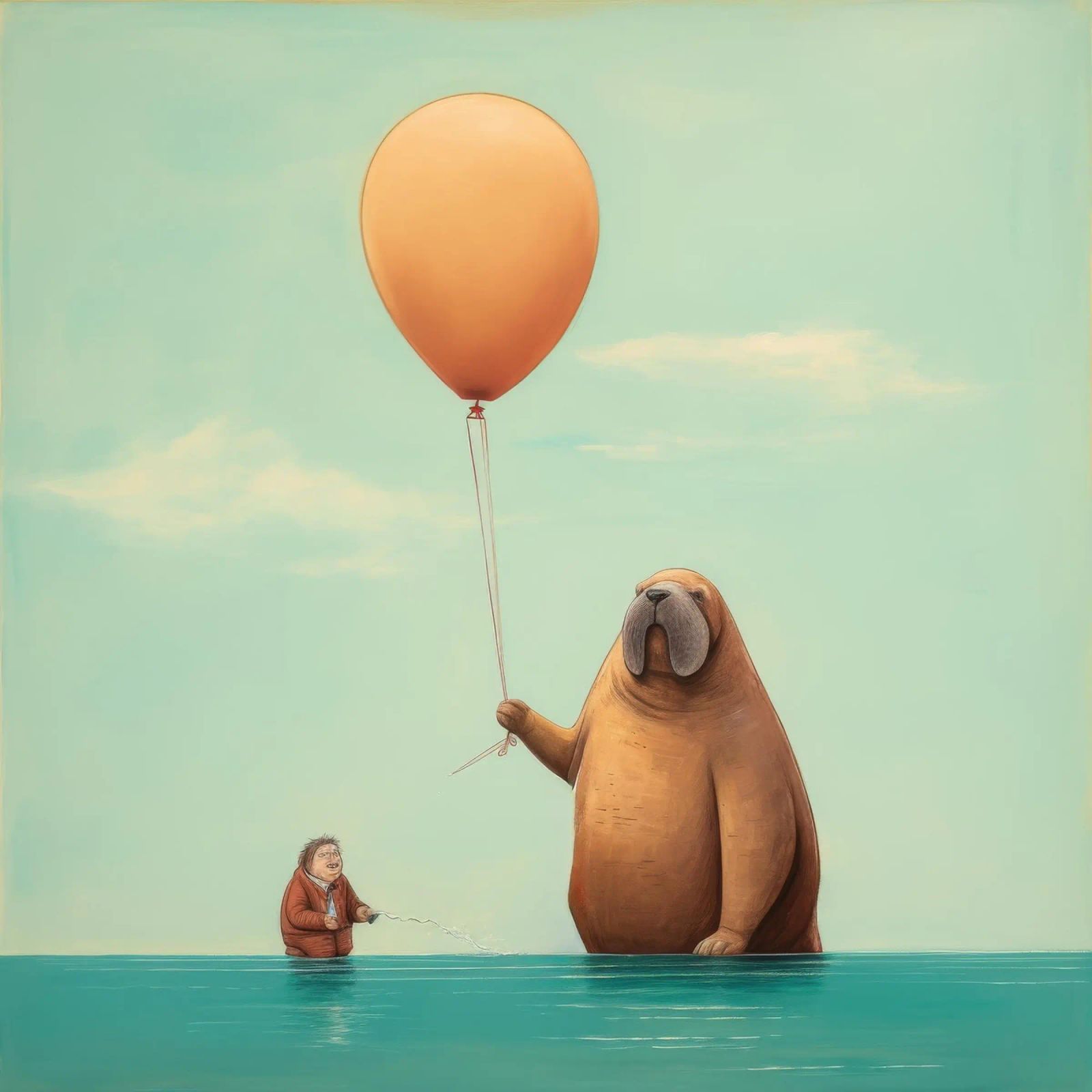 Minimale walrus 3 poster van Minimal Animal Art