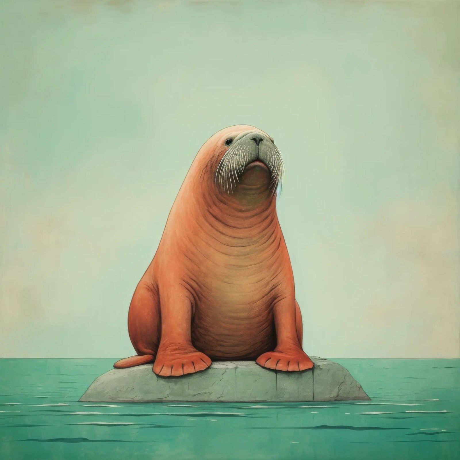 Minimale walrus 1 poster van Minimal Animal Art