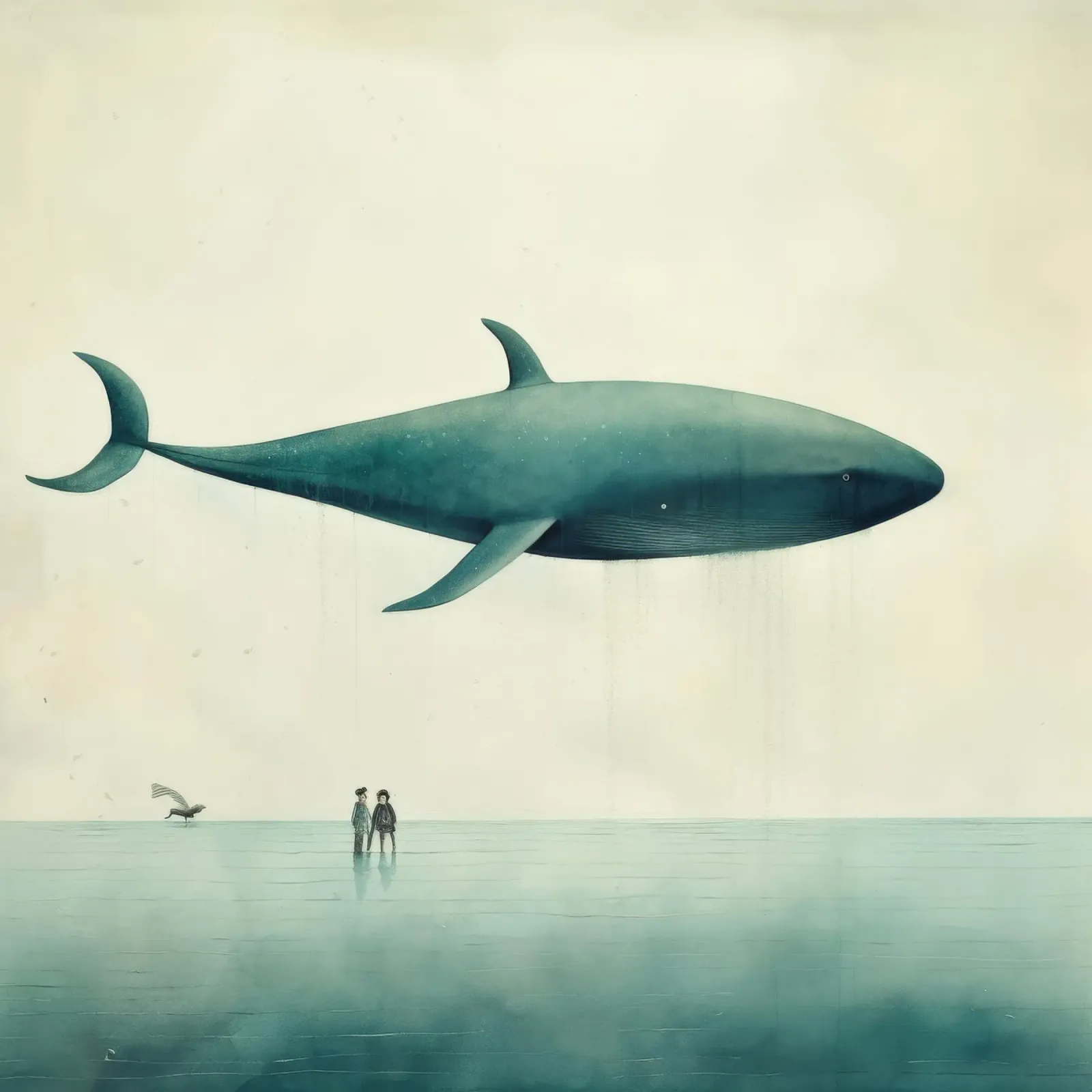 Minimal walvis 2 canvas met Baklijst van Minimal Animal Art