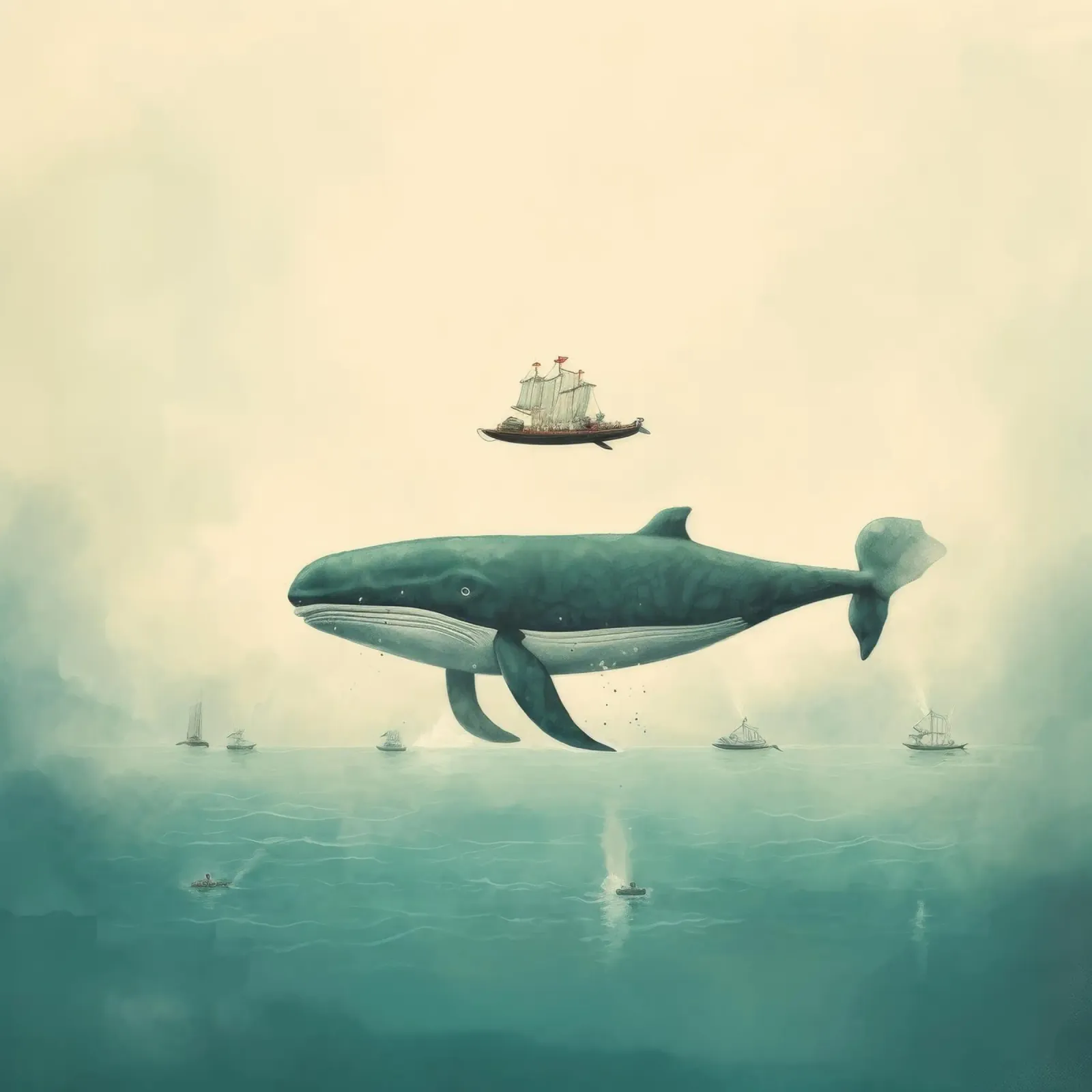 Minimal Whale 1 canvas by Minimal Animal Art