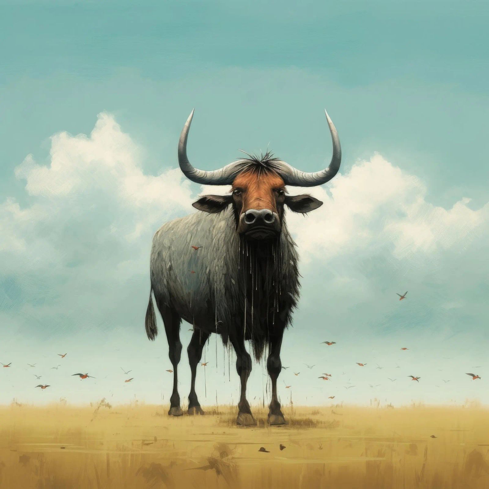 Minimal Wildebeest 3 plexiglass da Minimal Animal Art