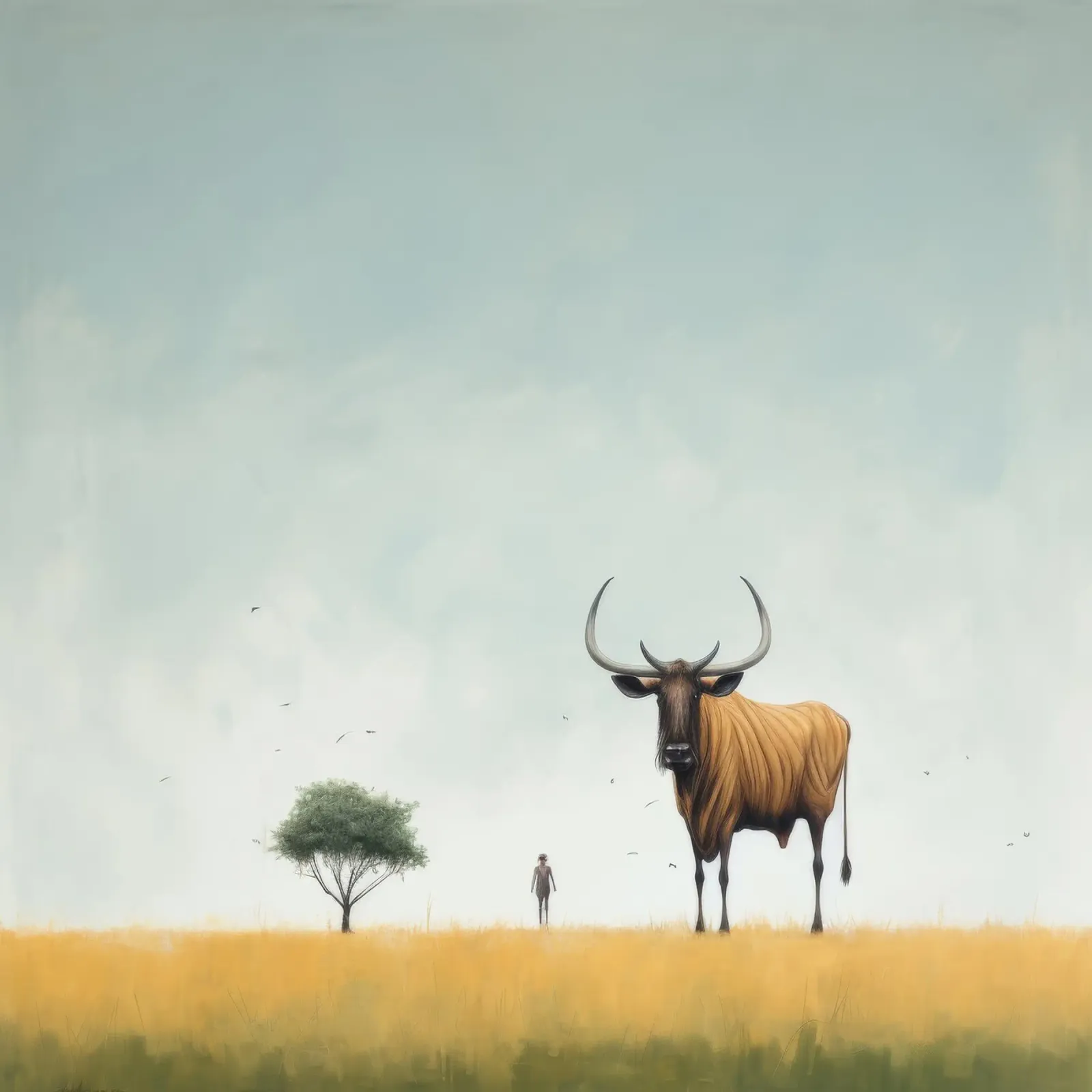 Minimal Wildebeest 4 pellicola backlit da Minimal Animal Art