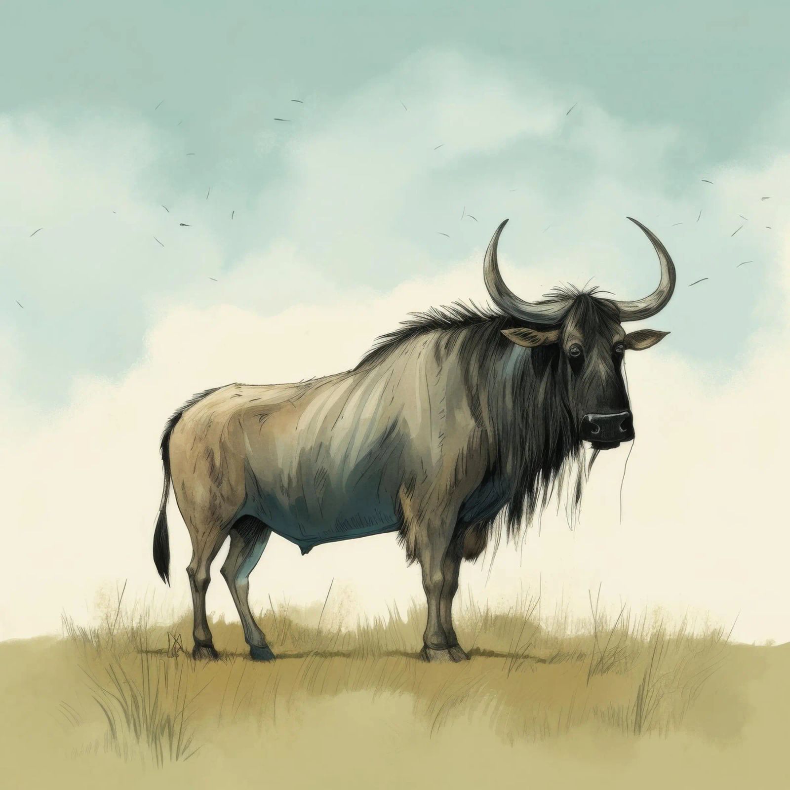 Minimal Wildebeest 1 pellicola backlit da Minimal Animal Art