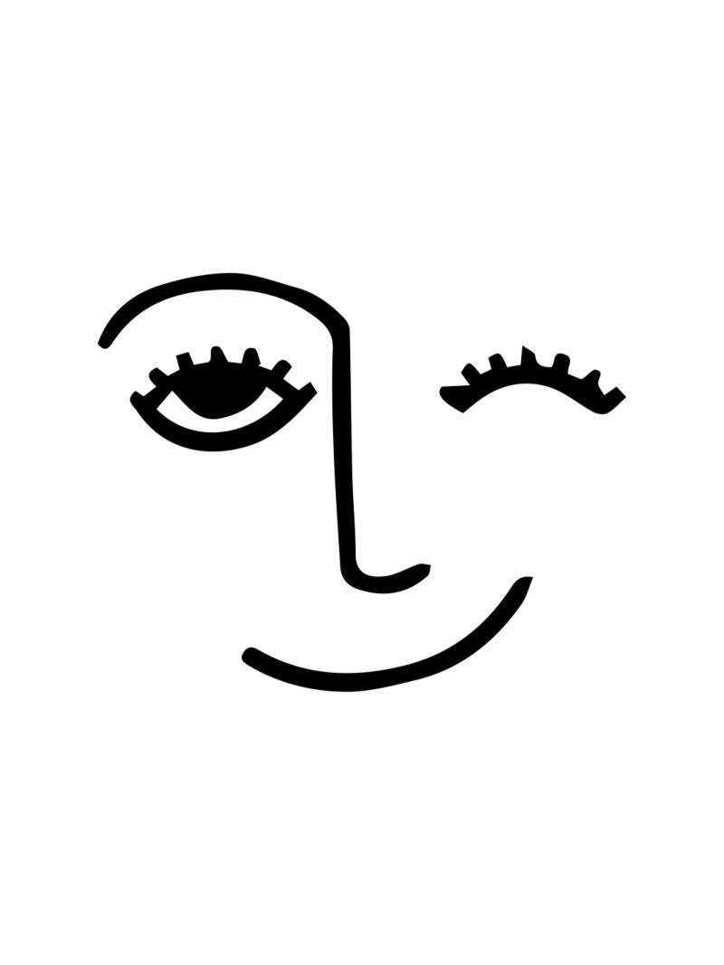 Wink - Line Art Gesicht Poster von Peaches Art Prints
