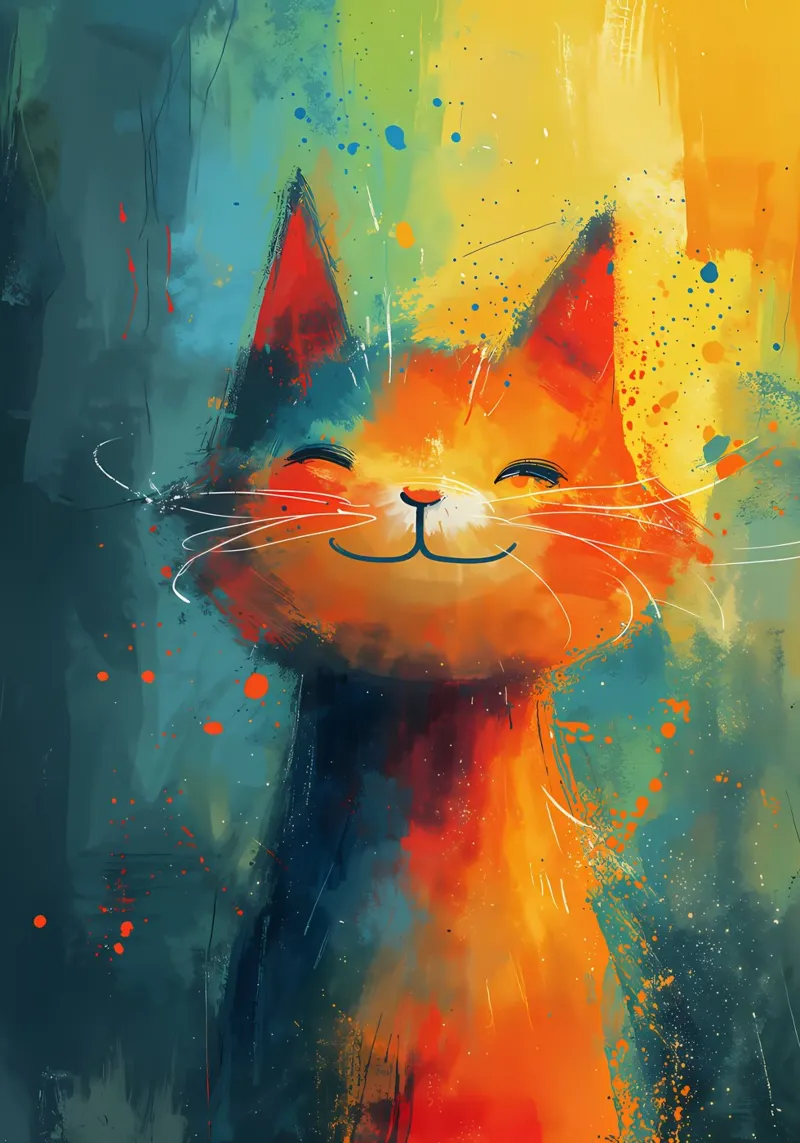 Abstract Feline Art - Joy in Color hahnemühle by Manh beo