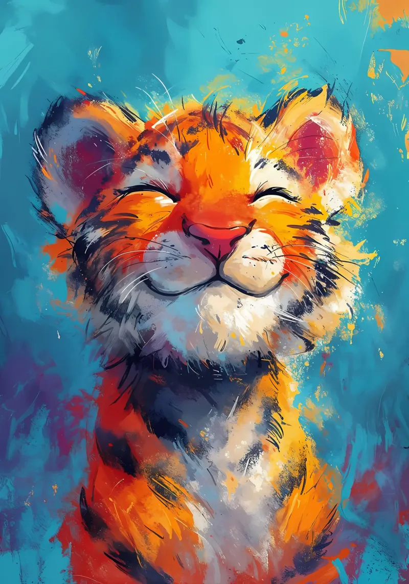 Glückliches Tigerjunges Hahnemühle von Manh beo