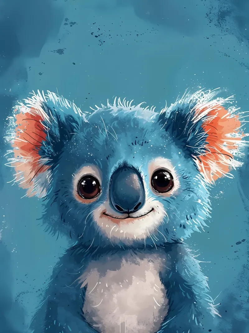 Gioia del Koala Blu poster con telaio in legno da Manh beo