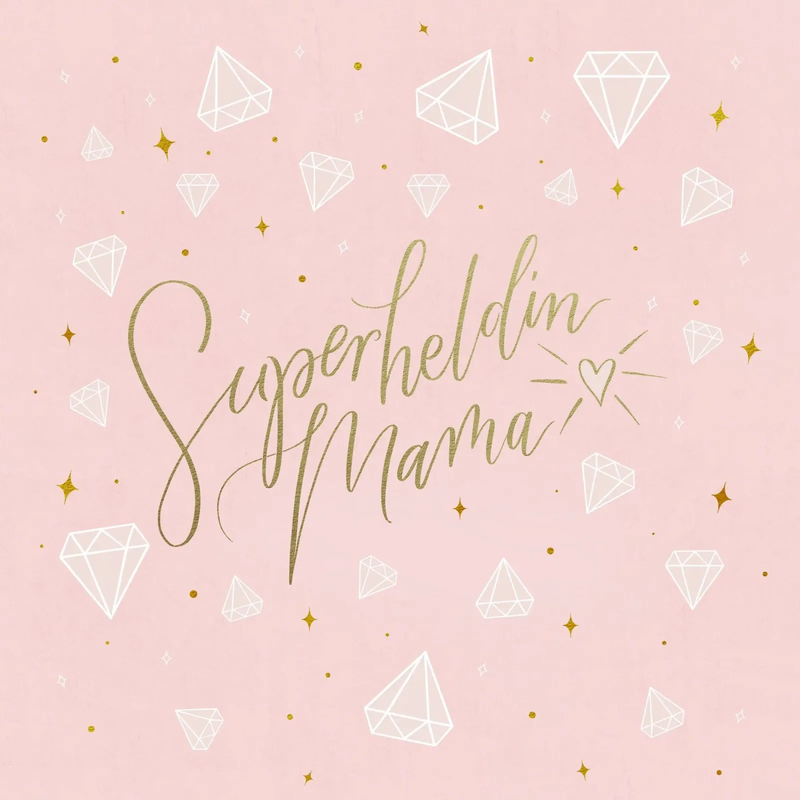 Mamma supereroe. Calligrafia a pennello con texture e cuore in oro poster con telaio in legno da CalliLetters